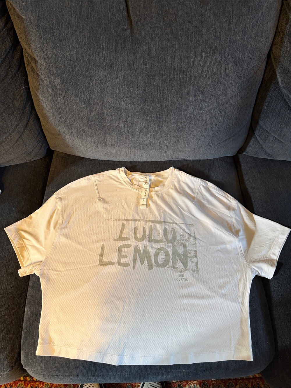 lululemon athletica White Tee with Pale Green Graphic - Short Sleeve Kids' Top